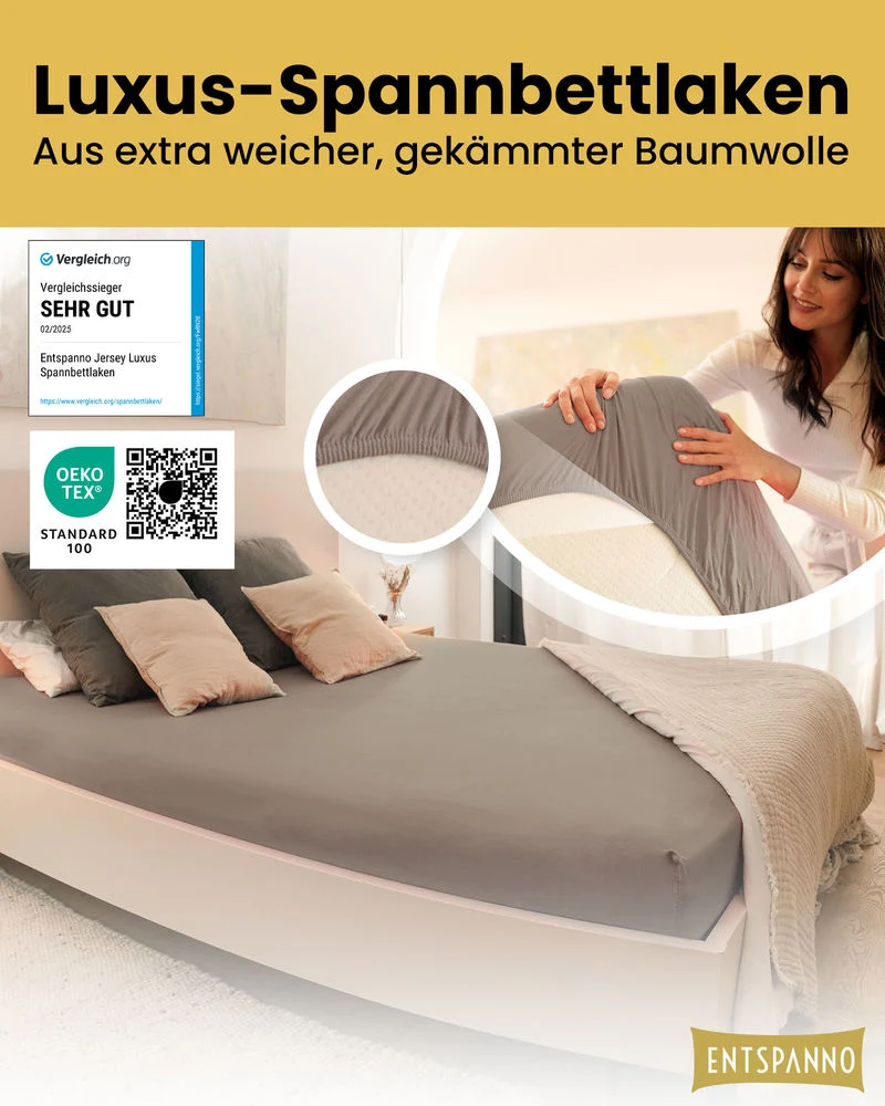 Luxus Spannbettlaken 120x200 - 130x220 cm