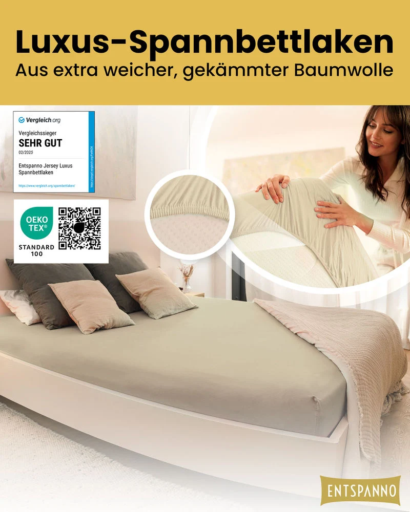 Luxus Spannbettlaken 120x200 - 130x220 cm