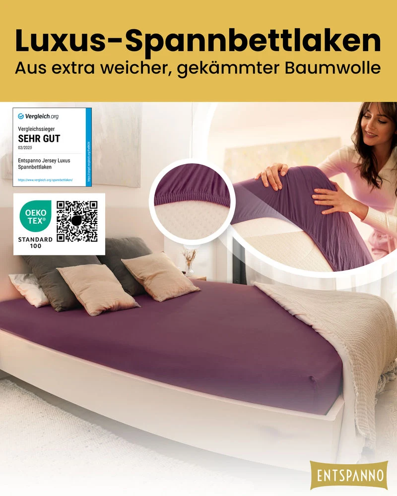 Luxus Spannbettlaken 120x200 - 130x220 cm