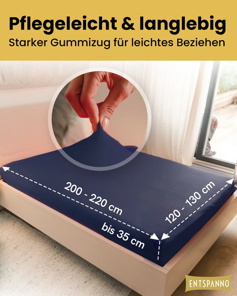 Luxus Spannbettlaken 120x200 - 130x220 cm