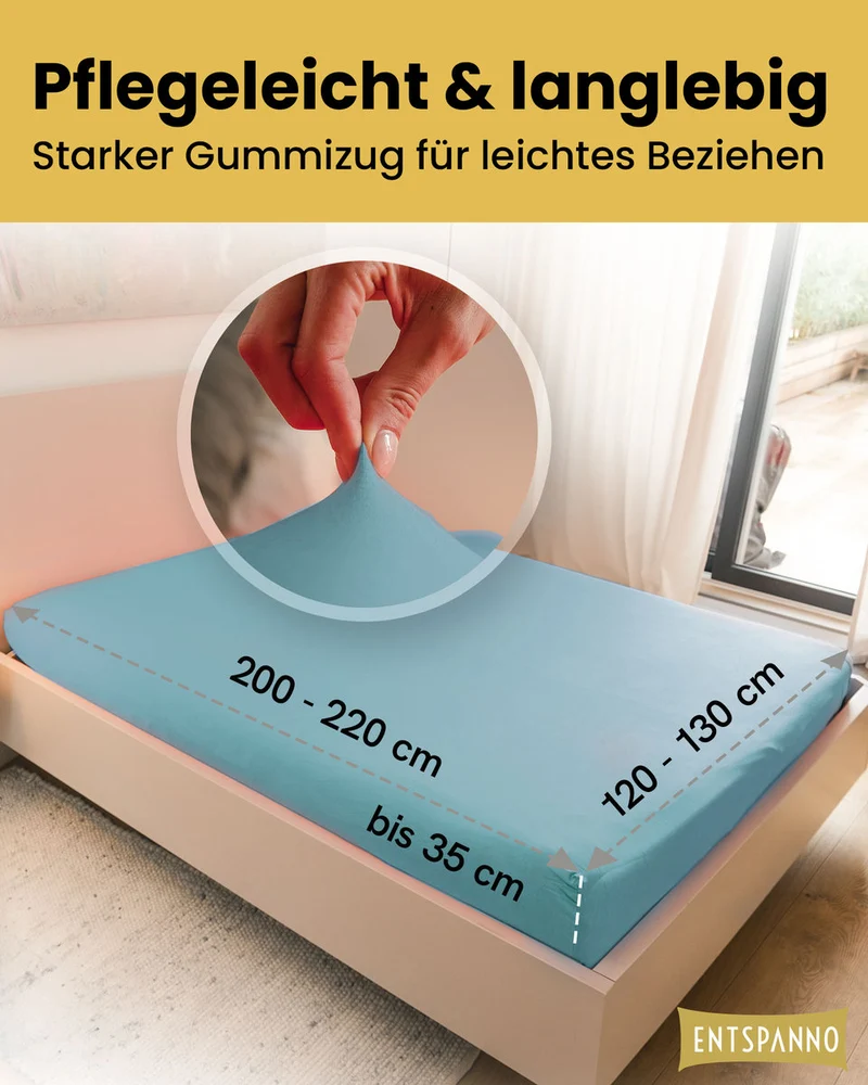 Luxus Spannbettlaken 120x200 - 130x220 cm