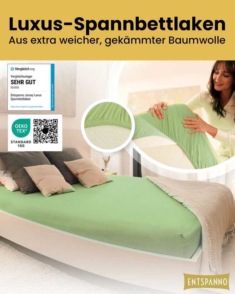 Luxus Spannbettlaken 120x200 - 130x220 cm