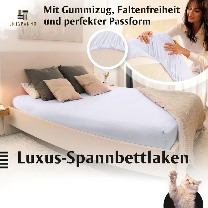 Luxus Spannbettlaken 90-100 x 200-220 cm