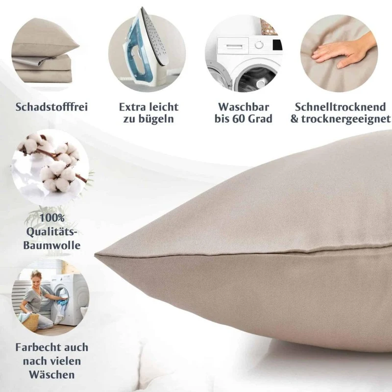 Luxus Baumwolle-Satin Bettwäsche Kissenbezug