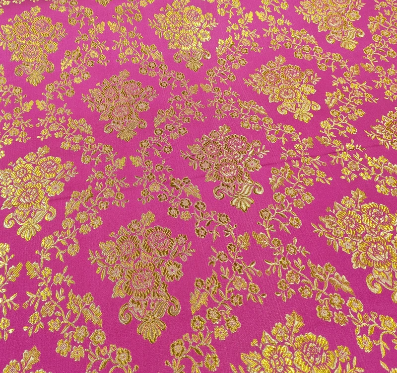 Brokatstoff Blumen mit gold *Ab 50cm