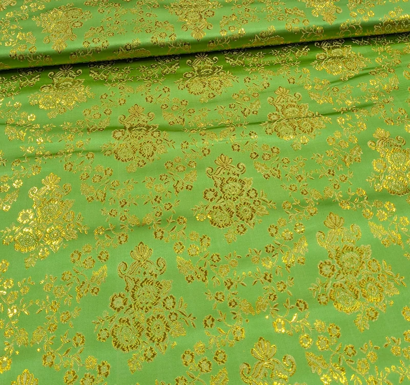Brokatstoff Blumen mit gold *Ab 50cm