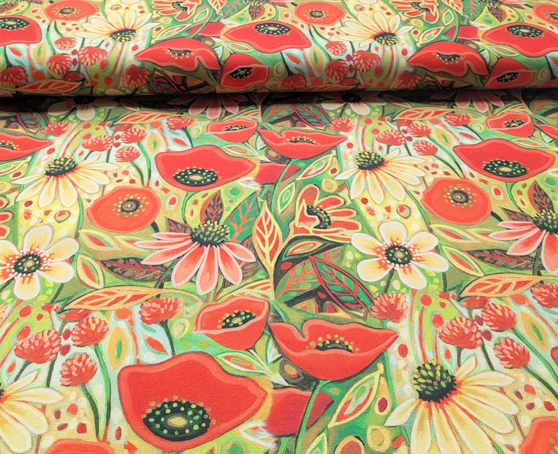 Canvas wasserabweisend Mohnblumen *Ab 50cm