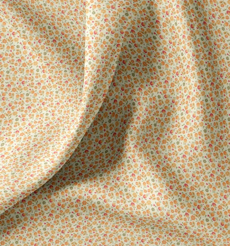 Baumwolle bedruckt kleine Blümchen orange *Ab 50cm
