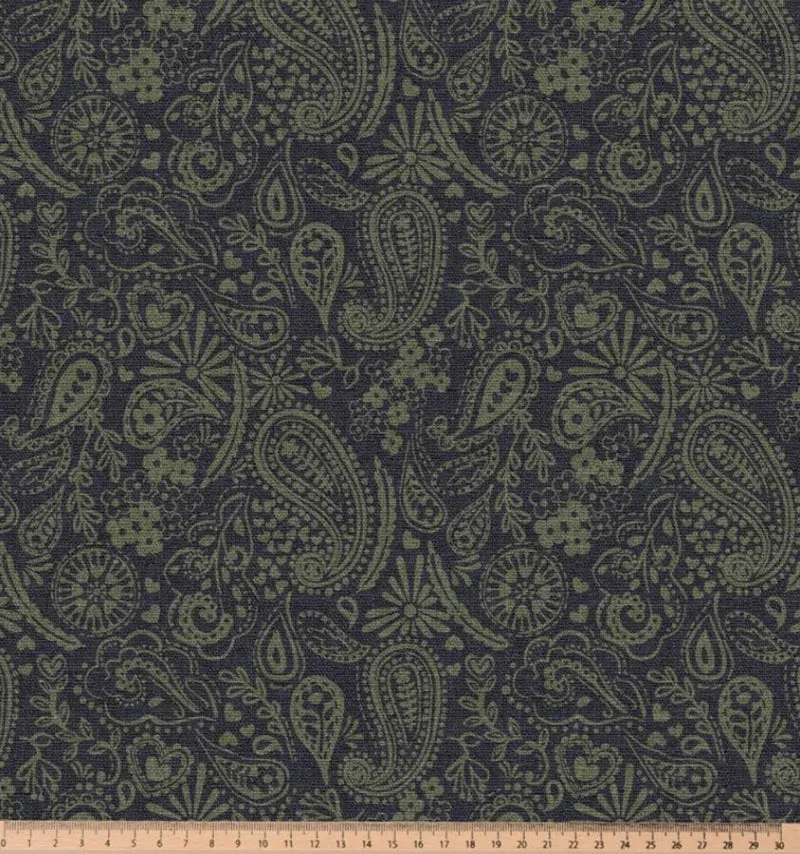 Dekostoff Halbpanama Paisley marine *Ab 50cm