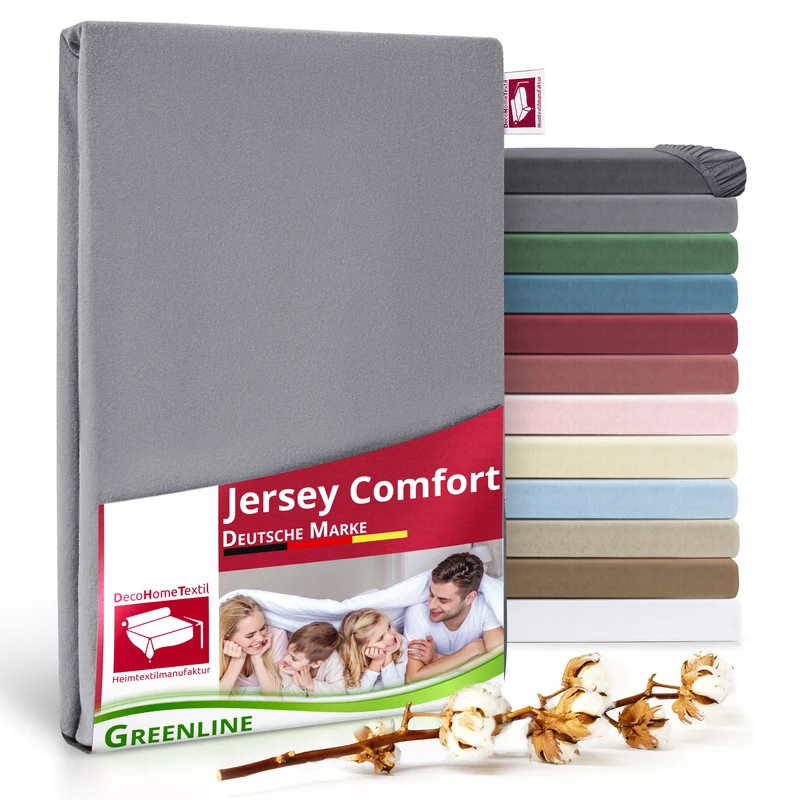 Greenline Spannbettuch Spannbettlaken Premium Jersey aus 100% Baumwolle