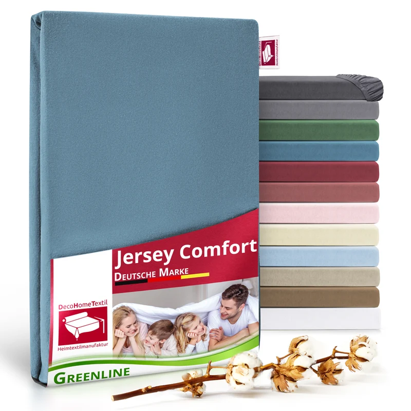 Greenline Spannbettuch Spannbettlaken Premium Jersey aus 100% Baumwolle