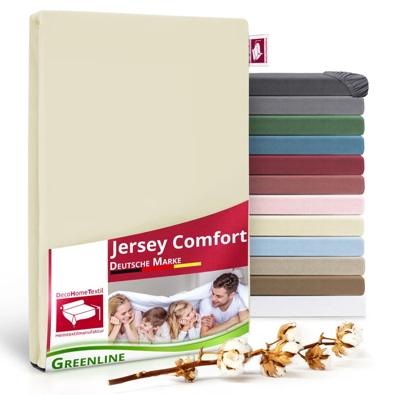 Greenline Spannbettuch Spannbettlaken Premium Jersey aus 100% Baumwolle