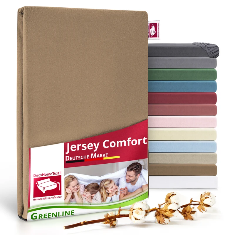 Greenline Spannbettuch Spannbettlaken Premium Jersey aus 100% Baumwolle