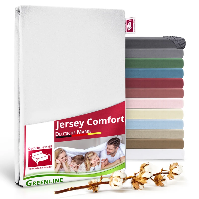 Greenline Spannbettuch Spannbettlaken Premium Jersey aus 100% Baumwolle