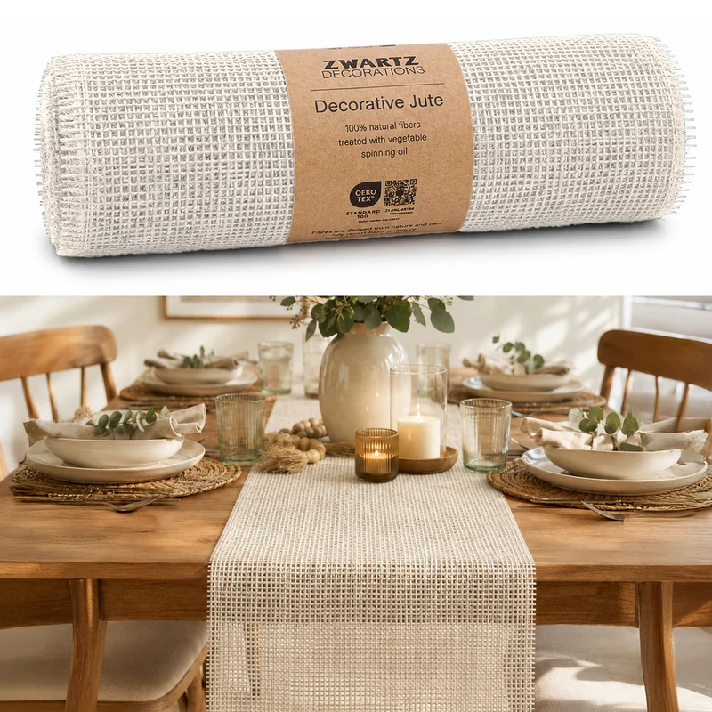 DecoHomeTextil Deco Jute Tischläufer 30cm x 5m