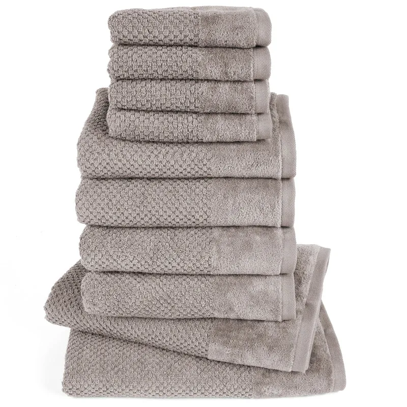 Handtuch Set Popcorn - Taupe - 4x30x50 + 4x50x100 + 2x70x140 cm