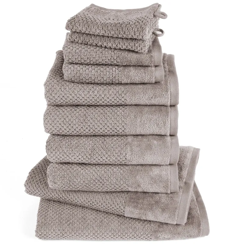 Handtuch Set Popcorn - Taupe - 2x16x21 + 2x30x50 + 4x50x100 + 2x70x140 cm