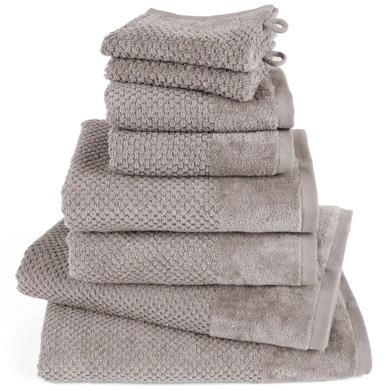 Handtuch Set Popcorn - Taupe - 2x16x21 + 2x30x50 + 2x50x100 + 2x70x140 cm