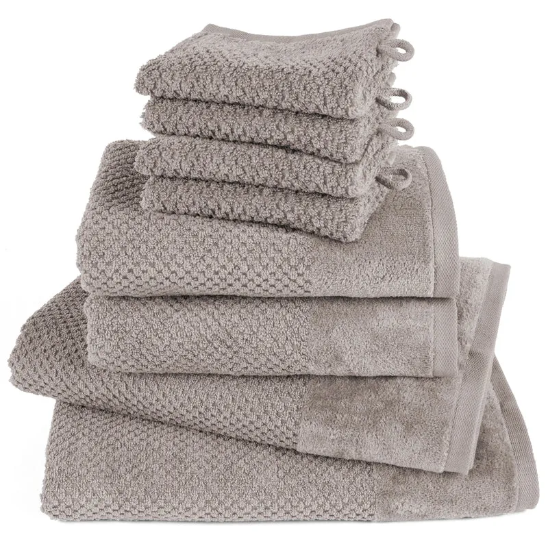Handtuch Set Popcorn - Taupe - 4x16x21 + 2x50x100 + 2x70x140 cm