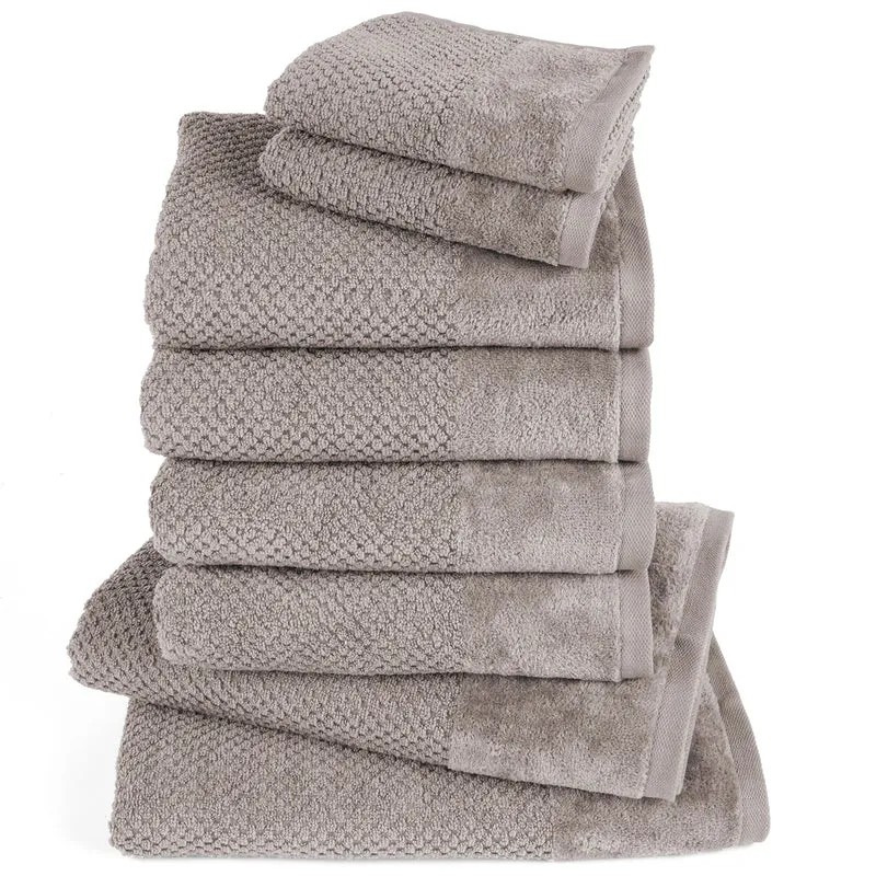 Handtuch Set Popcorn - Taupe - 2x30x50 + 4x50x100 + 2x70x140 cm