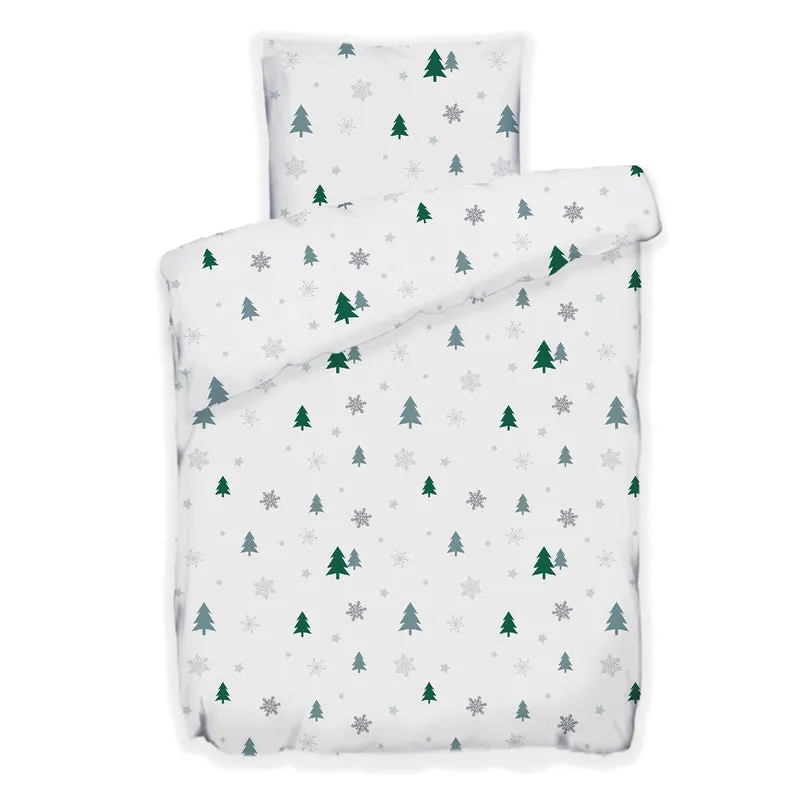 Fleece Bettwäsche Set, Winterbettwäsche, Weihnachten, Tannenbaum