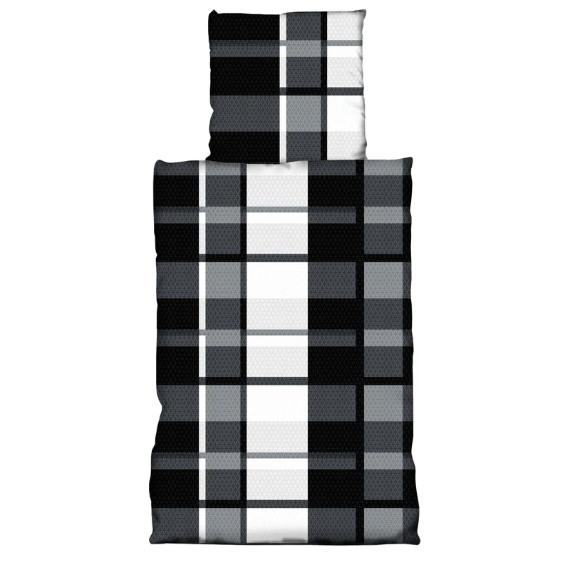 Fleece Bettwäsche, kariert, Winterbettwäsche, Reißverschluss, 80x80 cm Kissenbezug