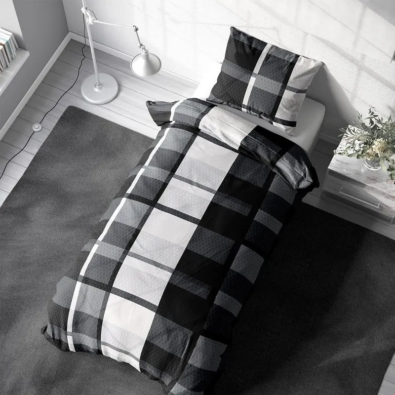 Fleece Bettwäsche, kariert, Winterbettwäsche, Reißverschluss, 80x80 cm Kissenbezug