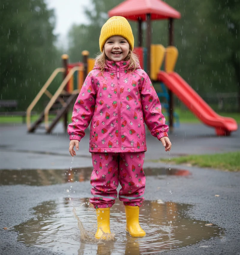 Regenstoff wasserdicht bedruckt Erdbeeren *Ab 50cm