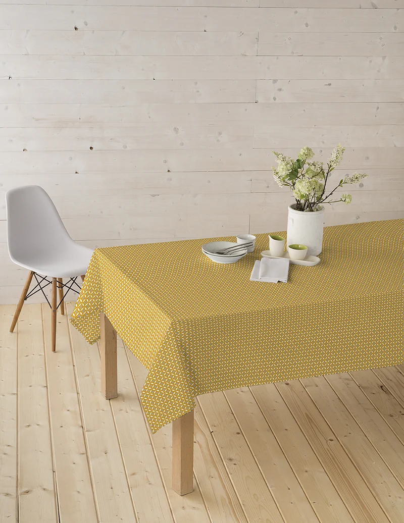 Tischdeckenstoff recycelt Retro gelb *Ab 50cm