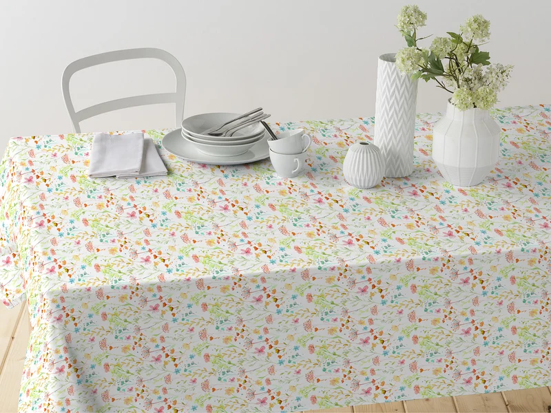 Tischdeckenstoff recycelt Blumen Aquarell *Ab 50c