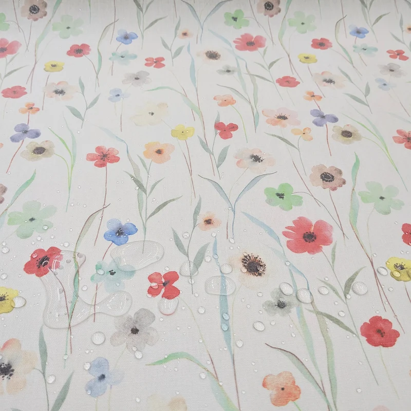 Tischdeckenstoff recycelt Blumenwiese *Ab 50cm