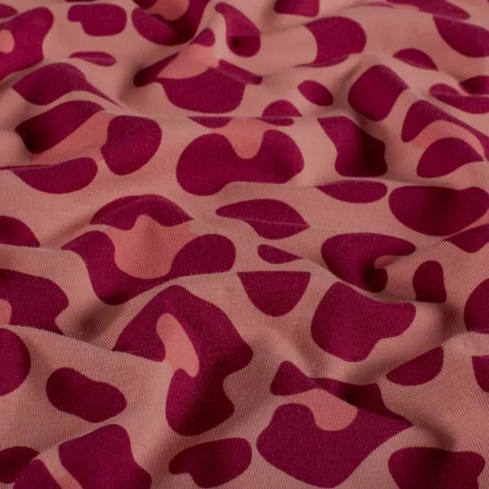 Baumwolljersey Leo pink auf altrosa *Ab 50cm
