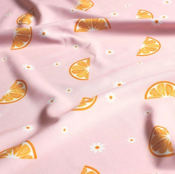 Badestoff Orangen auf rosa *Ab 50cm