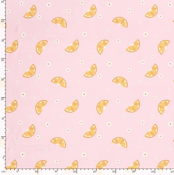 Badestoff Orangen auf rosa *Ab 50cm