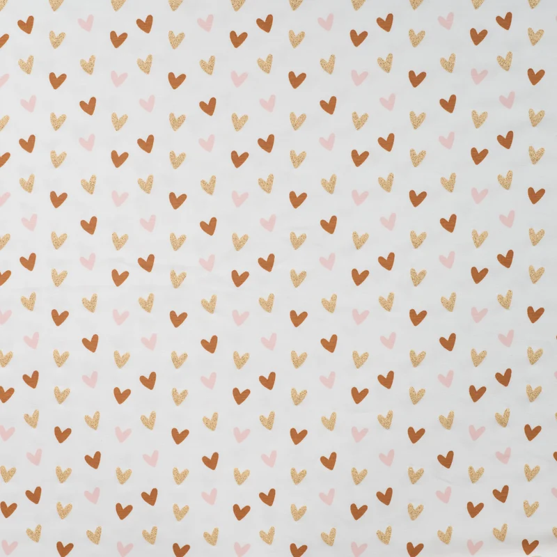 Baumwolljersey Herzen Glitzer creme *Ab 50 cm