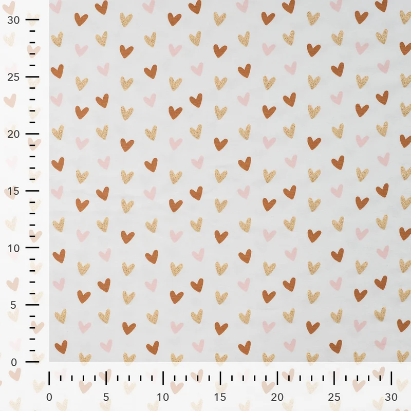 Baumwolljersey Herzen Glitzer creme *Ab 50 cm