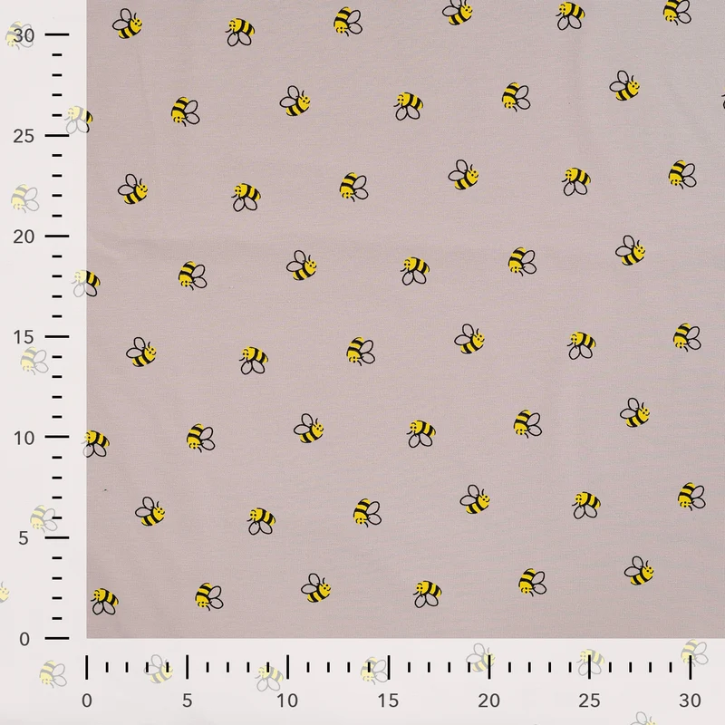 Baumwolljersey Bienen beige *Ab 50 cm