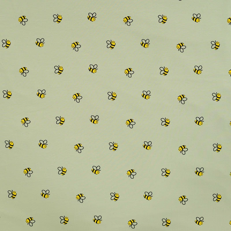 Baumwolljersey Bienen hellgrün * Ab 50 cm