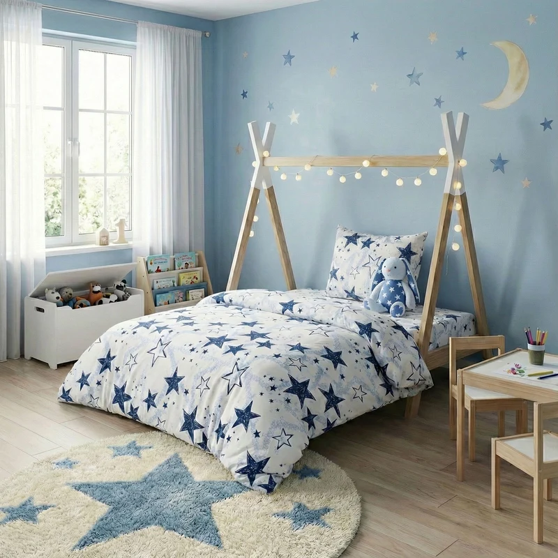 Kinderbettwäsche "Stella Royal" Renforcé, 2 teilig, 135x200 cm, 100% Baumwolle, Sterne