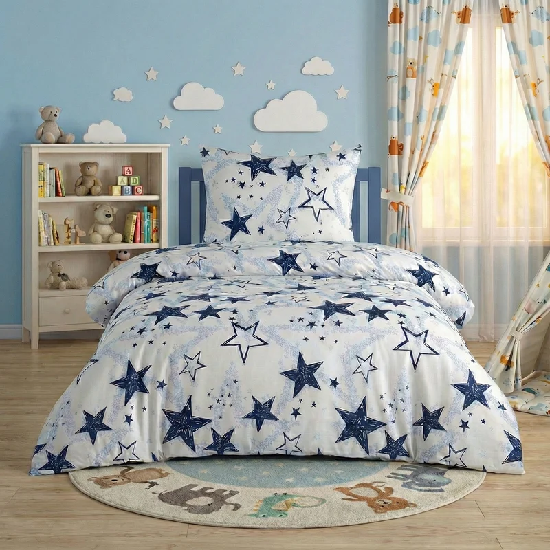 Kinderbettwäsche "Stella Royal" Renforcé, 2 teilig, 135x200 cm, 100% Baumwolle, Sterne