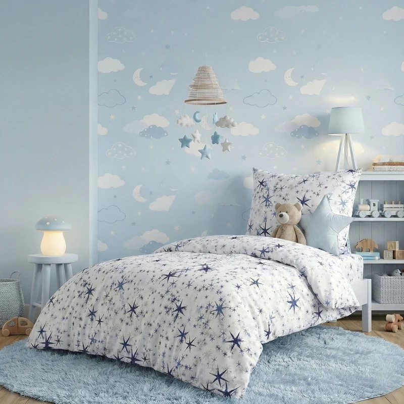 Kinderbettwäsche "Etoiles" Renforcé, 2 teilig, 135x200 cm, 100% Baumwolle, Sterne