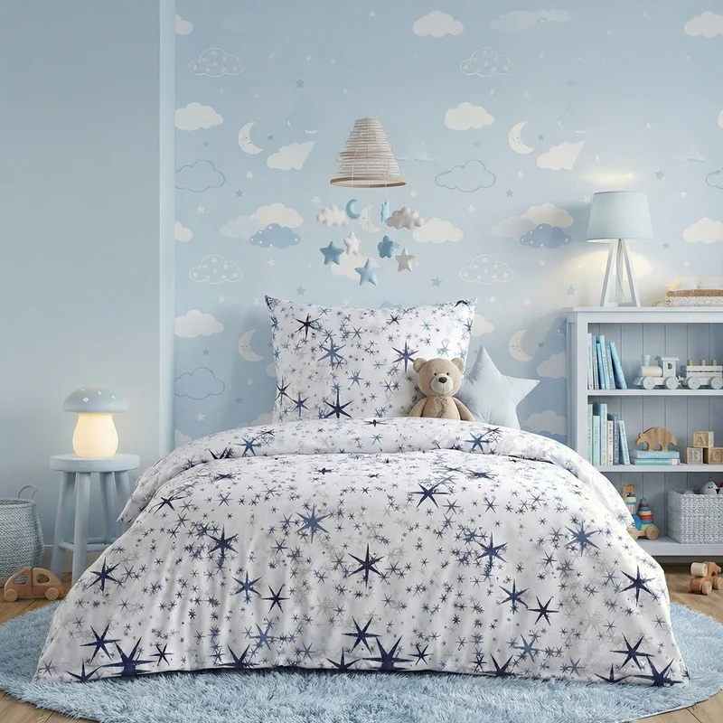 Kinderbettwäsche "Etoiles" Renforcé, 2 teilig, 135x200 cm, 100% Baumwolle, Sterne
