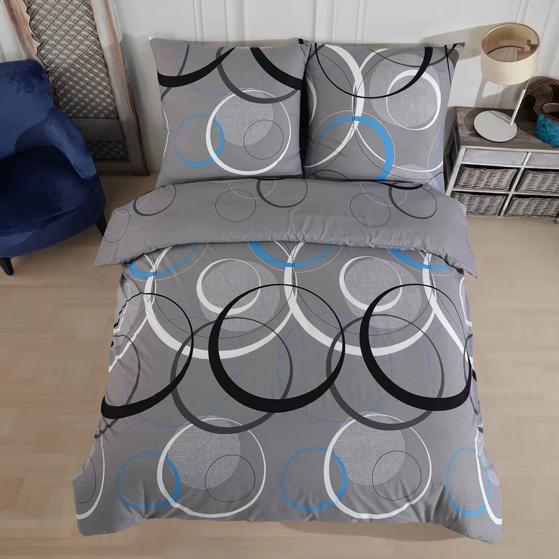 Biber Bettwäsche "Wave Grey", 100% Baumwolle, Reißverschluss, 80x80 cm Kissenbezug