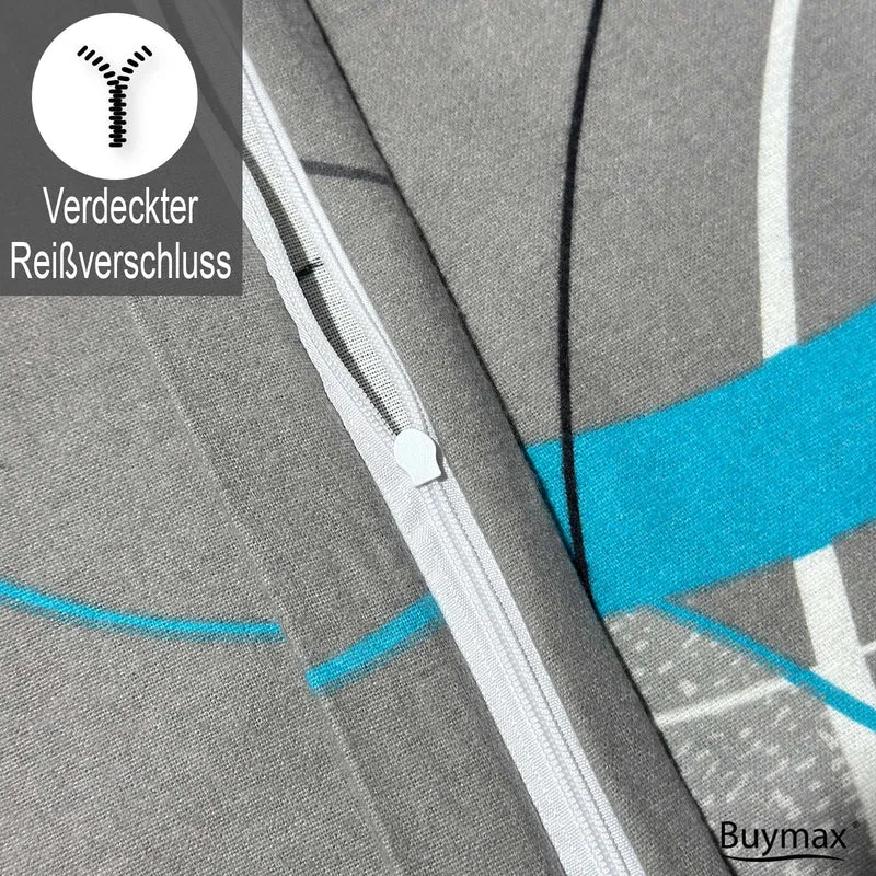 Biber Bettwäsche "Wave Grey", 100% Baumwolle, Reißverschluss, 80x80 cm Kissenbezug