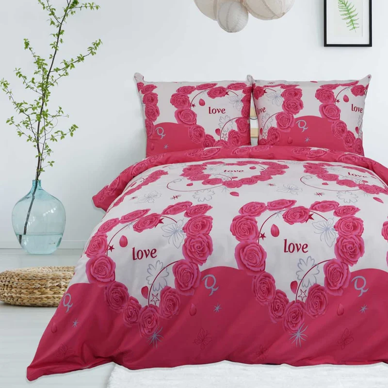 Renforcé Bettwäsche "Love", Herzenmuster, 100% Baumwolle, 155x220 cm, 80x80 cm Kissenbezug