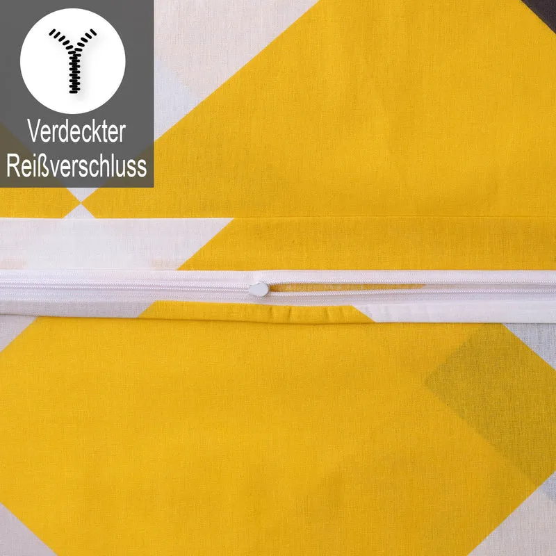 Renforcé Bettwäsche "Anaga Yellow", 100% Baumwolle, Reißverschluss, 80x80 cm Kissenbezug
