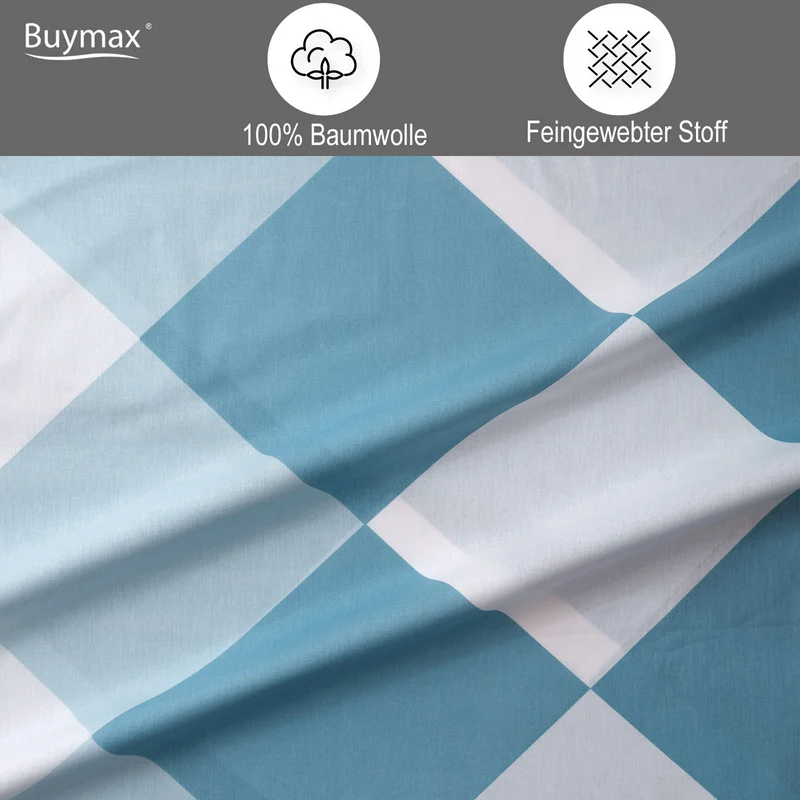 Renforcé Bettwäsche "Anaga Indigo", 100% Baumwolle, Reißverschluss, 80x80 cm Kissenbezug