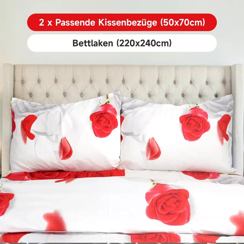 Bettwäsche-Sets in der Größe 220x240 mit 4 Teilen Bettüberwürfe in 200 x 220 für ein Set Kissenhüllen in 50x70 in zweier Packung mit Blumenmuster