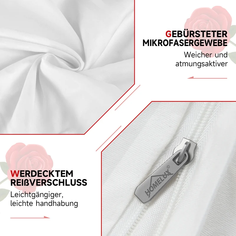 Bettwäsche Sets 220x240 4pcs Bettbezüge 200 x 220 1er Set 50x70 2er Kissenbezüge Weiß