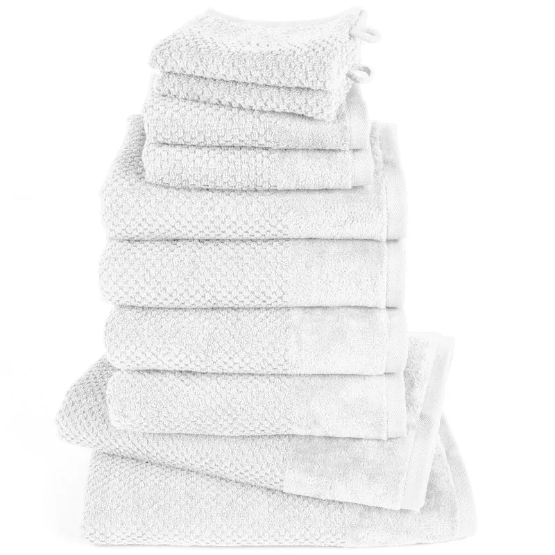 Handtuch Set Popcorn - Weiß - 2x16x21 + 2x30x50 + 4x50x100 + 2x70x140 cm